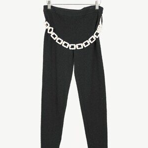 Moschino Cheap and Chic Black Boucle-Knit Chain-Belt Skinny Pants